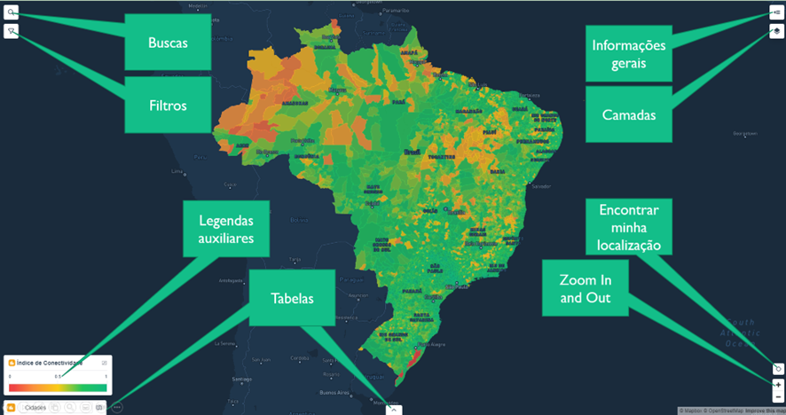 Mapa de conectividade no Mapbox